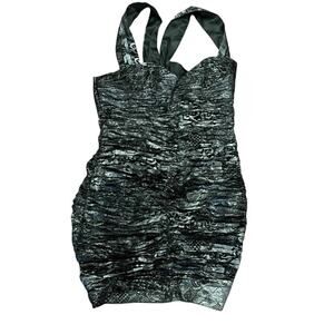 Bebe 2B fitted sexy women silver and black fitted bodycon sleeveless dress sz M